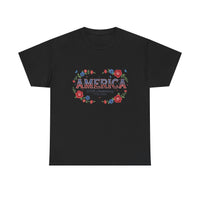 Load image into Gallery viewer, America 250th Anniversary Surrounded by Flowers T-shirt