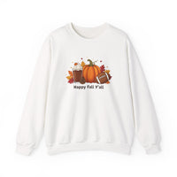 Load image into Gallery viewer, Happy Fall Y'all Sweatshirt — Pumpkin, Latte &amp; Football Crewneck