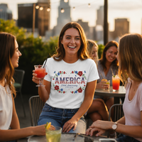 Load image into Gallery viewer, America 250th Anniversary Surrounded by Flowers T-shirt