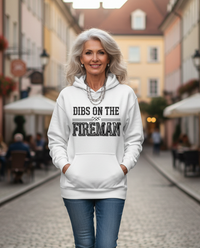 Load image into Gallery viewer, Classic Pullover Hoodie for Women - Dibs On The Fireman
