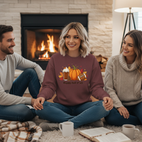 Load image into Gallery viewer, Happy Fall Y'all Sweatshirt — Pumpkin, Latte &amp; Football Crewneck